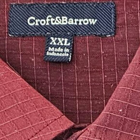 Croft & Barrow Men's Short Sleeve Shirt Size XXL Maroon Checked Design - Picture 4 of 4
